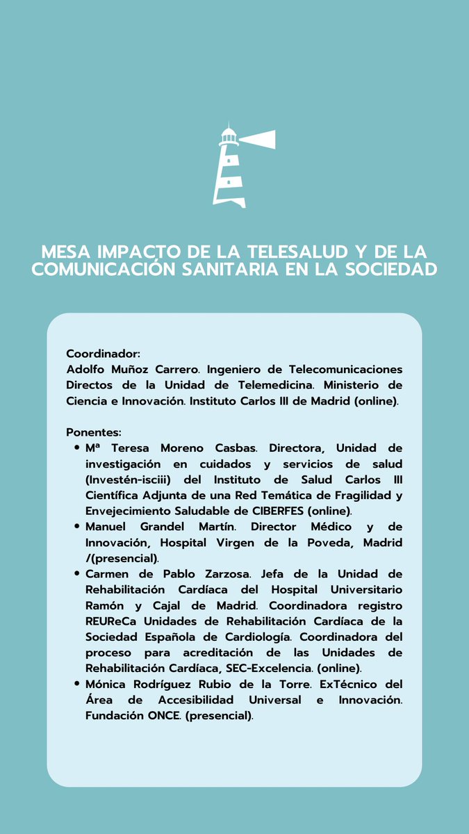 #congresotelesalud 🔴 en vivo:

▪️MESA IMPACTO DE LA TELESALUD Y DE LA COMUNICACIÓN SANITARIA EN LA SOCIEDAD.