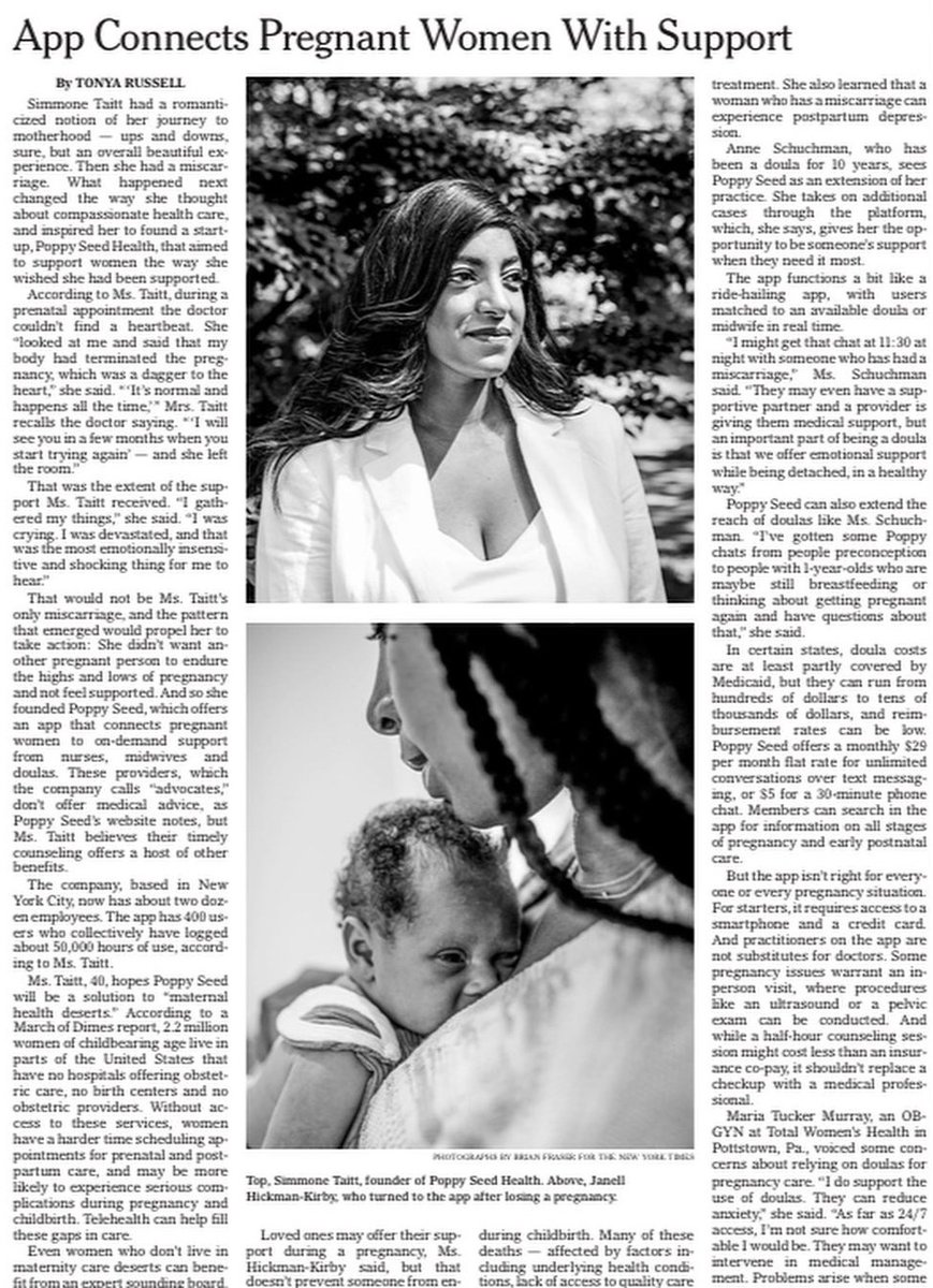poppyseedhealth's tweet photo. What an absolutely incredible moment to see the mission of Poppy Seed Health spotlighted in the print edition of @nytimes.

It's an honor to support birthing people and of course a little behind-the-scenes view of our team feeling the honor quite intensely as well. 🧡 https://t.co/5VaNuL7lgk