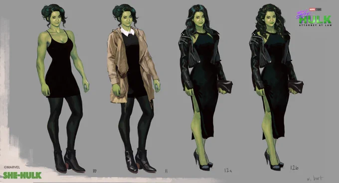 some more early #SheHulk concept exploration, just having fun pulling from the comics etc, generating ideas for lawyer wear and also nightlife  #SheHulkAttorneyAtLaw 