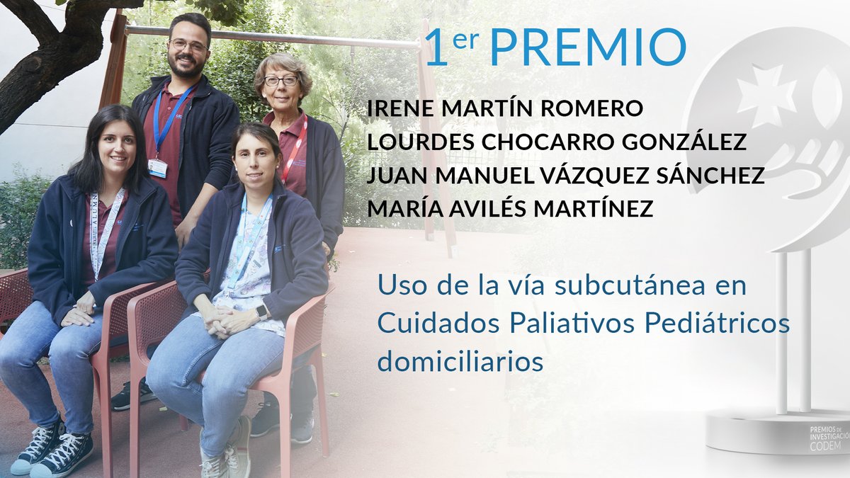 CODEMmadrid's tweet photo. Y llega el momento más esperado de los #PremiosCODEM2022: el ganador de esta edición es el equipo del Hospital Niño Jesús integrado por: 
🥇Irene Martín, Lourdes Chocarro, Juan Manuel Vázquez y María Avilés.
¡Muchas felicidades, equipo!
#enfermeria #investigacion https://t.co/VM2KVaNqnh