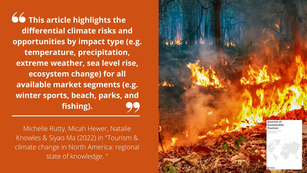 JSustTour's tweet photo. 🆕in #JOST on #ClimateChangeAdaption & #Tourism in North America 👇
"Tourism & climate change in North America: regional state of knowledge." By Michelle Rutty, Micah Hewer, Natalie Knowles & Siyao Ma.
Read more here 🔗https://t.co/OOMcim6B8n https://t.co/PSaViaE2dy