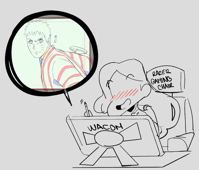 found this old photo of @DerrickMalikJo interpretation of me drawing naruto while i was working on my first boruto episode, very accurate haha (actual layout in second image) 