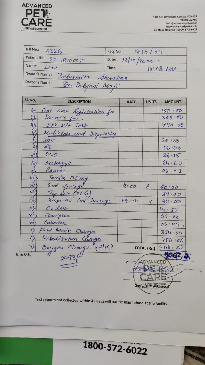 maddosings's tweet photo. Bill for 18th Oct, this just for one day!
#savekitten
We lost 2lives among the 3little kittens on this same day. We are only left with one little girl,Akka.Since it was an emergency, all the charges have all been cleared from our own pocket of around 10K approx. https://t.co/vCJ5ScMbc9