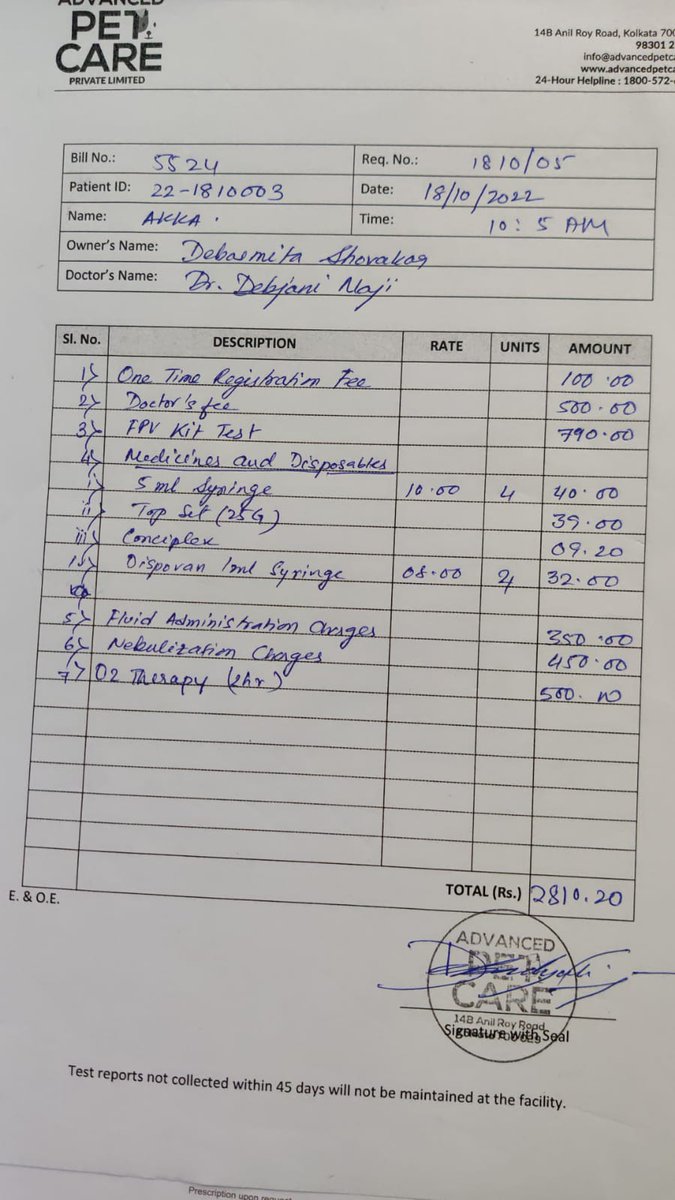 maddosings's tweet photo. Bill for 18th Oct, this just for one day!
#savekitten
We lost 2lives among the 3little kittens on this same day. We are only left with one little girl,Akka.Since it was an emergency, all the charges have all been cleared from our own pocket of around 10K approx. https://t.co/vCJ5ScMbc9