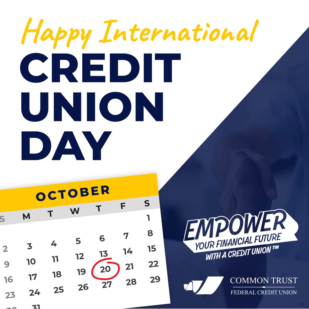 commontrustfcu's tweet photo. Stop by for a free cup of coffee or piece of cake today in celebration of International Credit Union Day—a day that’s dedicated to bringing awareness to all the ways #creditunions across the world help members improve their financial health and well-being. See you soon! https://t.co/lWE8zjECyY