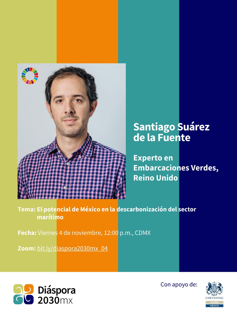 Diáspora Mexicana y Desarrollo Sostenible (@diaspora2030mx) on Twitter photo Dedicado por +10 años a la #descarbonización del sector marítimo⛴️, desde la academia <a href="/UCL_Energy/">UCL Energy Institute</a>, y ahora en el sector privado, Santiago Suárez de la Fuente nos compartirá desde 🇬🇧 sobre este tema y el potencial de 🇲🇽 para la transición
¡Acompáñanos!
bit.ly/diaspora2030mx… Dedicado por +10 años a la #descarbonización del sector marítimo⛴️, desde la academia <a href="/UCL_Energy/">UCL Energy Institute</a>, y ahora en el sector privado, Santiago Suárez de la Fuente nos compartirá desde 🇬🇧 sobre este tema y el potencial de 🇲🇽 para la transición
¡Acompáñanos!
bit.ly/diaspora2030mx…