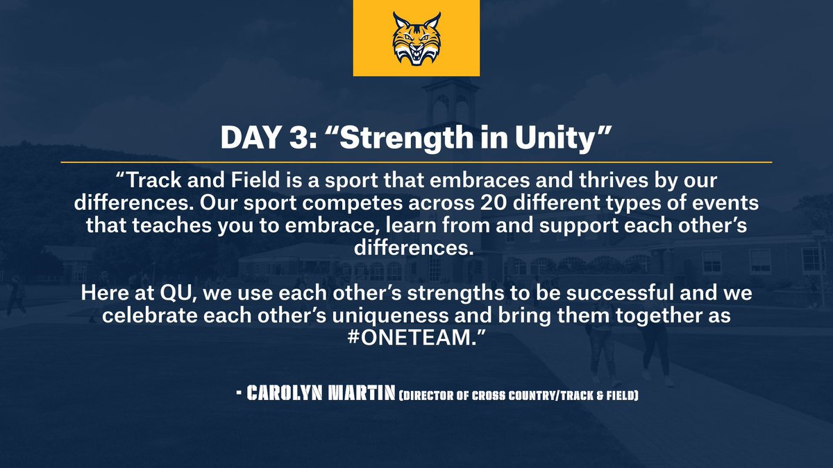 Carolyn Martin of <a href="/QU_TFXC/">Quinnipiac Track/XC</a> talks about using our strengths to be successful, while also celebrating uniqueness ↓