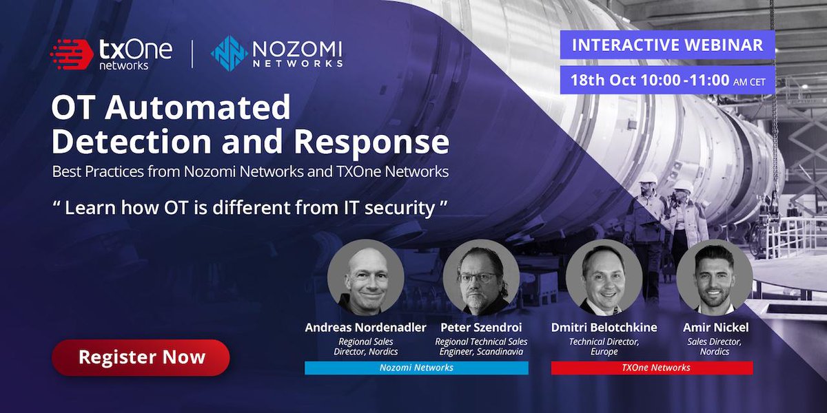 sandrakeen's tweet photo. Do you know the difference between IT and OT security? In our webinar on Oct. 18 with TXOne Networks, we'll explore the differences, as well as how to protect what you can’t always see, the current OT space and offer a live demo!

Register: https://t.co/E1pWNFWsrF https://t.co/Us9yiV9rzR