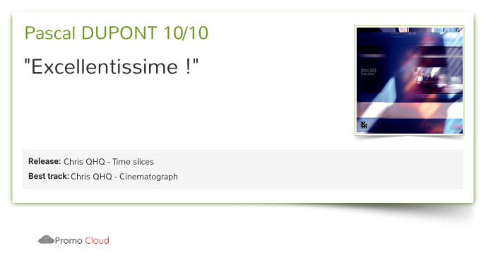 Pascal DUPONT reviewed Chris QHQ - Time slices. 10/10   @chrisQHQ <a href="/techno/">Tom Ford</a> <a href="/deeptechno/">ً</a> @frequencyshiftrecor
