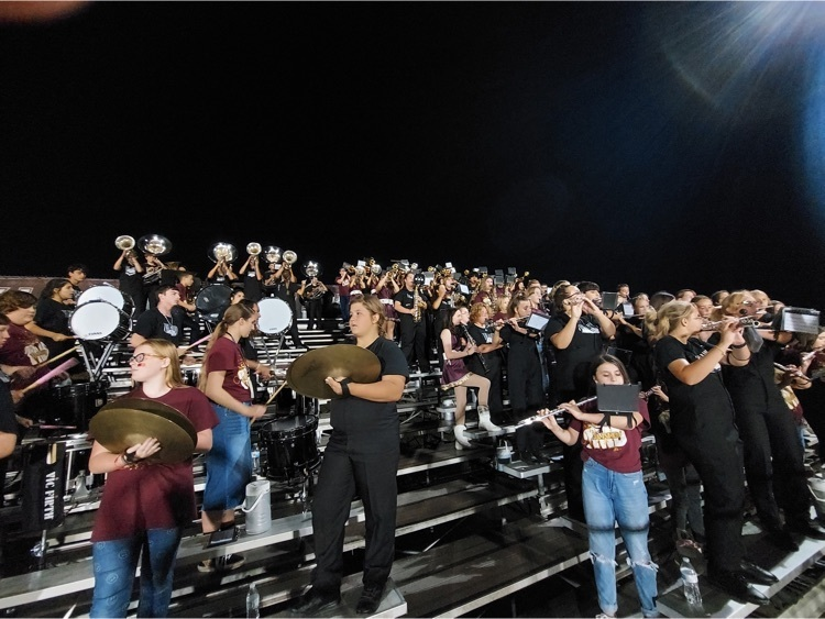 Last Friday night, the 7th and 8th grade TMS Band performed with the THS Thundering Horns Band. They played in the stands for the first half of the game and then watched the high school band perform their halftime show. Way to go TMS Band!