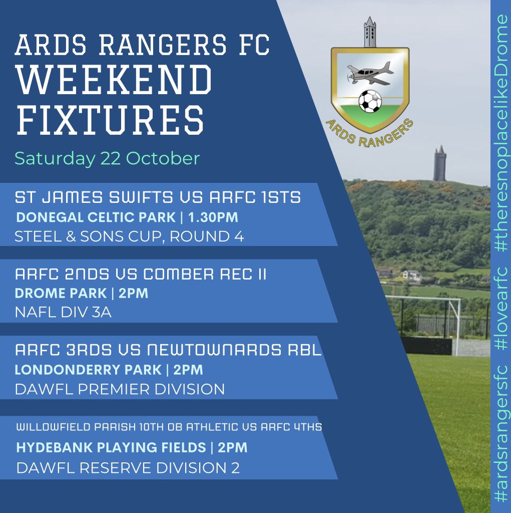 ardsrangersfc's tweet photo. #weekendfixtures #arfc1stteam #arfcWee2s #arfc3rds #arfc4ths #ardsrangersfc #lovearfc #theresnoplacelikedrome https://t.co/Uzcwoxknd2