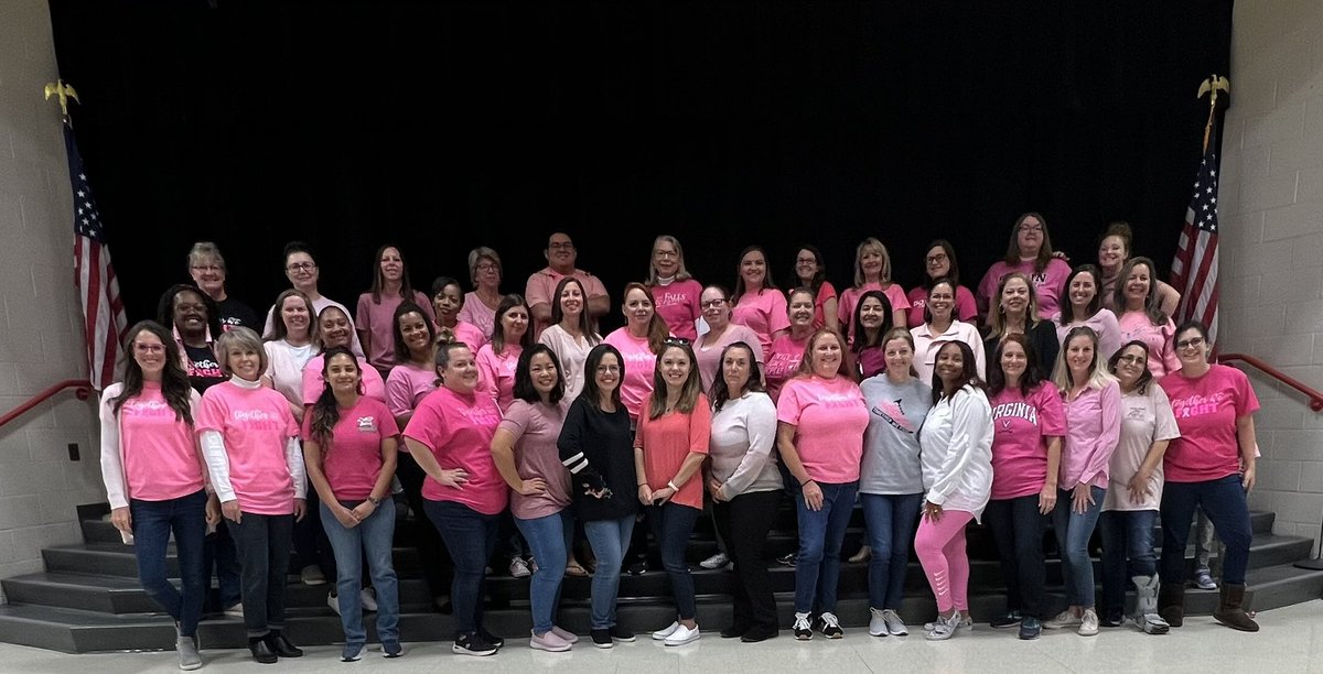 I’m proud to be part of a staff that recognizes breast cancer awareness! Today we rocked our pink @ChrisYungES! @pwcsnews #pinkout #PinkOctober
