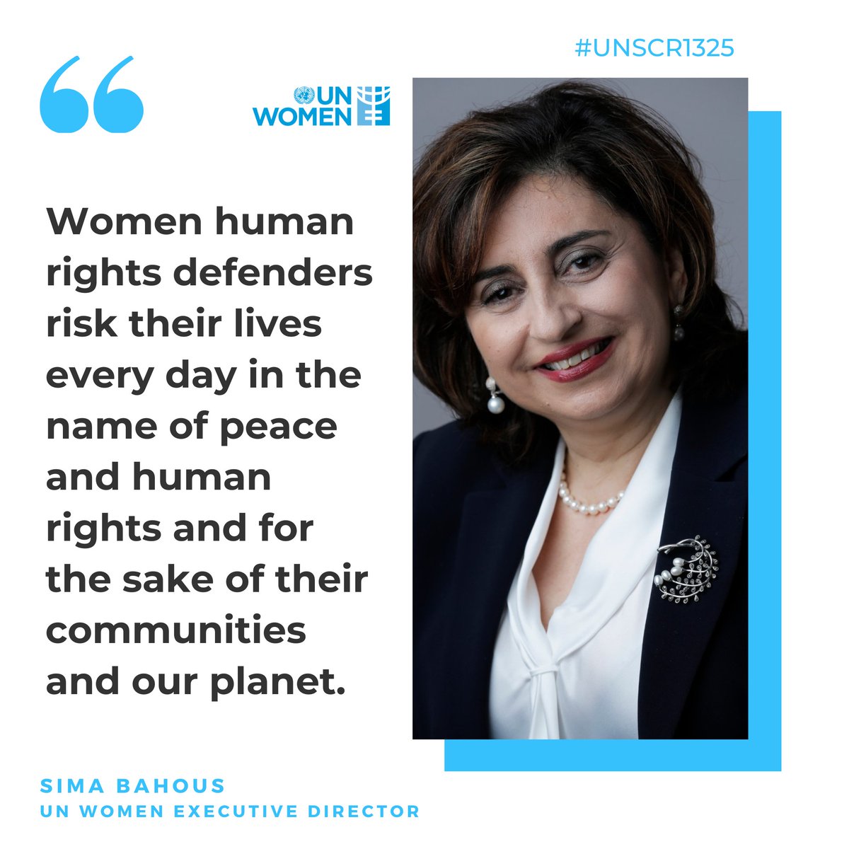 'From Iran to Tigray to Ukraine to Afghanistan & more, women human rights defenders risk their lives every day. They should be cherished by everyone. Instead, they are increasingly under attack.' - @unwomenchief Sima Bahous at the @UN Security Council's Open Debate on #UNSCR1325