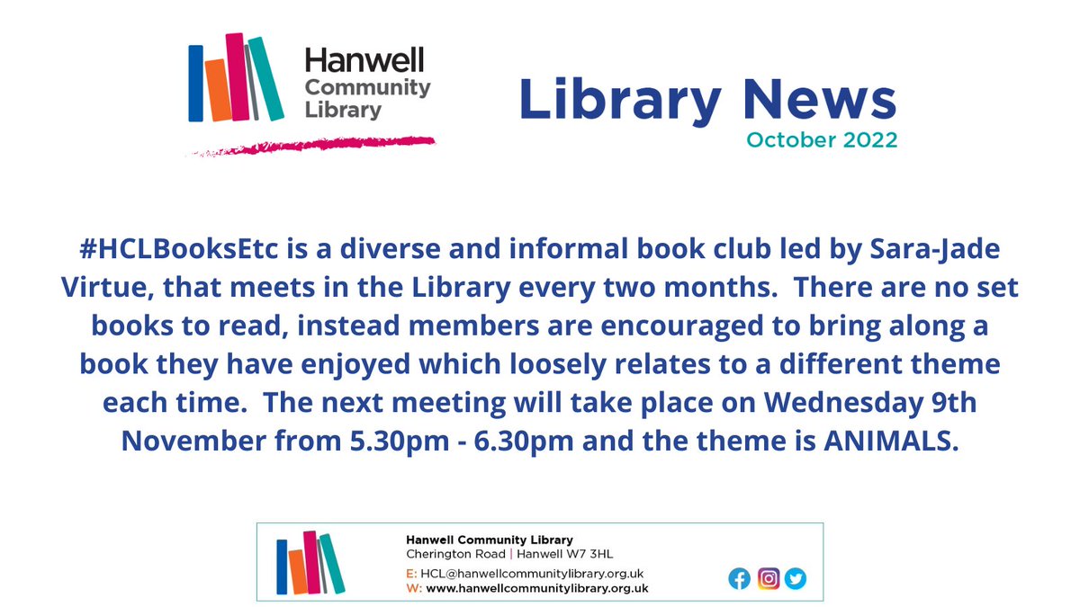 BookMinxSJV's tweet photo. So looking forward to the @hanwell_library #HCLBooksEtc #BookSwapBookClub from 5.30pm tonight!
ALL are welcome, you just need to bring an 'animal' themed book with you to join in!
https://t.co/K3ZuNhe7Lh https://t.co/0UcqnudVSs