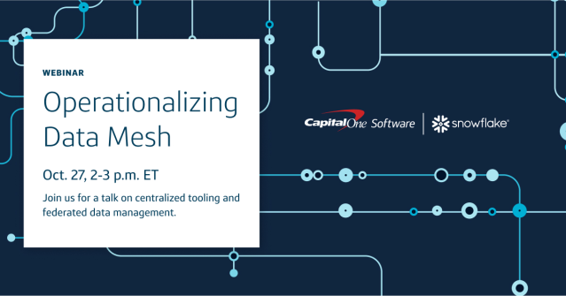 Register for our latest webinar with Snowflake, where our experts will be talking about how Capital One scaled a well-managed data cloud ecosystem using a data mesh framework. bit.ly/3s9G1CH