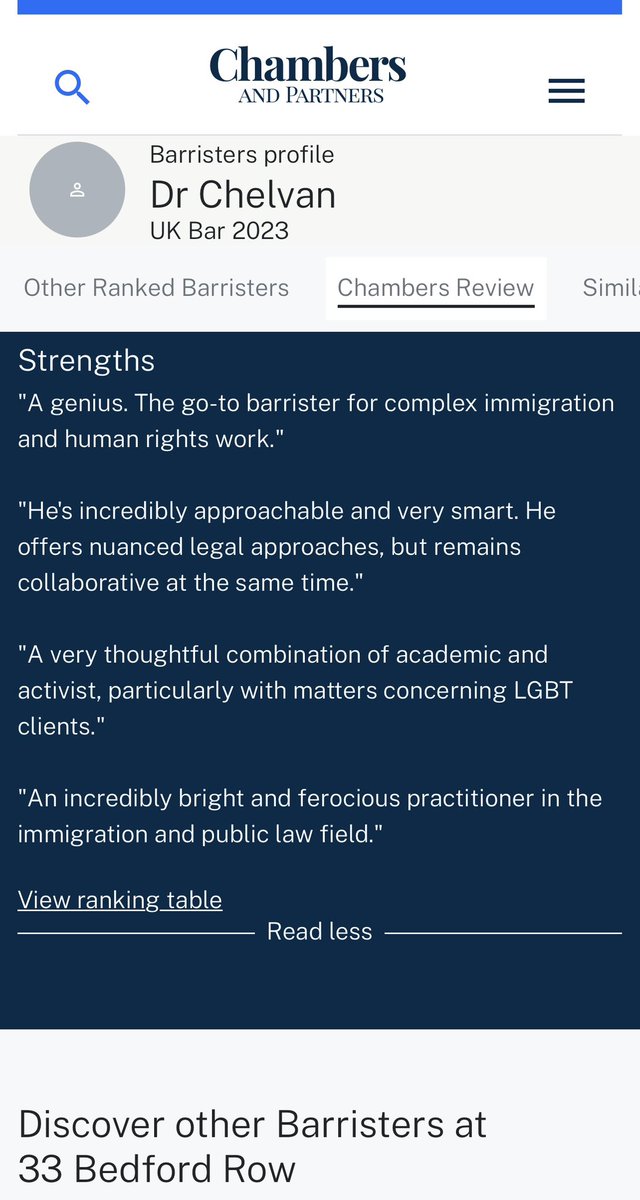 S_Chelvan's tweet photo. Thank you @ChambersGuides for the #ImmigrationBar ranking for 2023 - very grateful for the very kind testimonials from my fellow practitioners https://t.co/gdStbeRWv4 @33BedfordRow ππΎ #Humblebrag donation to @BillableHour16 β
@SeanJonesKC https://t.co/4NLwrYEc4q https://t.co/kdHpLx1KpY