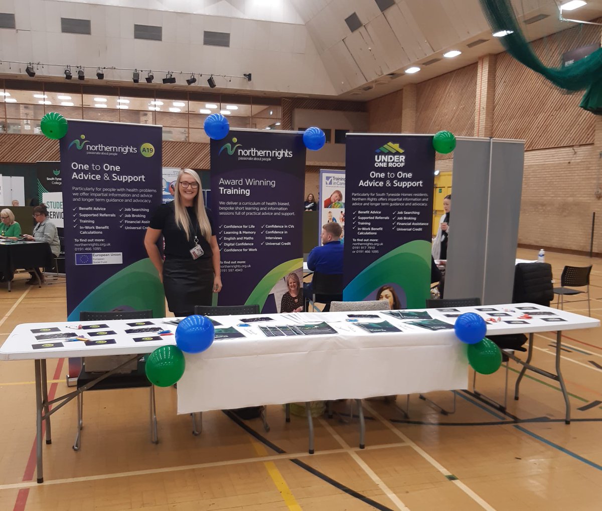 Ali and Vic are all set up at the Temple Park centre and will be there until 7pm. Come along, say hello and find out about the wide range of support we offer at Northern Rights.

#jobs #training #support #northernrights