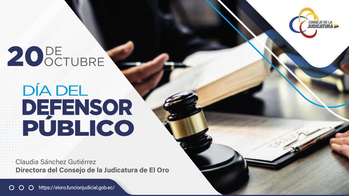 ElOroCJ's tweet photo. #DíaDelDefensorPúblico | La Dirección Provincial del @ElOroCJ saluda a los Defensores Públicos en su día y reconoce su trabajo de garantizar el derecho a la defensa de la ciudadanía.

@DefPublicaEC https://t.co/gr2zxQ41u3
