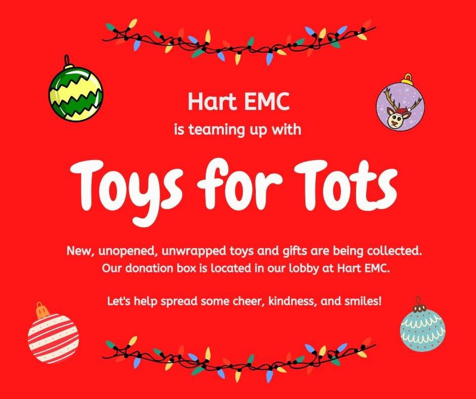 Hart_EMC's tweet photo. Help us fill our Toys for Tots donation boxes! 

Toy drop offs are located at both lobbies of our Hartwell and Toccoa offices. 
We will be taking donations until November 23.  Thank you so much for considering  helping a needy child. https://t.co/zBAYSJhI9J