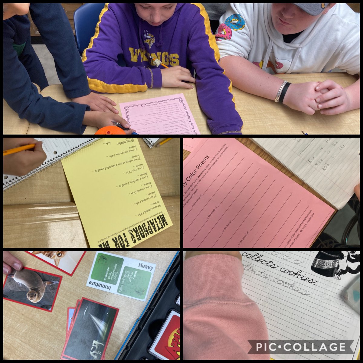Ms_EMcCann's tweet photo. #GuidedGroups this week: All things #Poetry 😆 Learning more about #FigurativeLanguage too! 🌹#LearningIsFun #Collaboration https://t.co/f4lYti73Jb