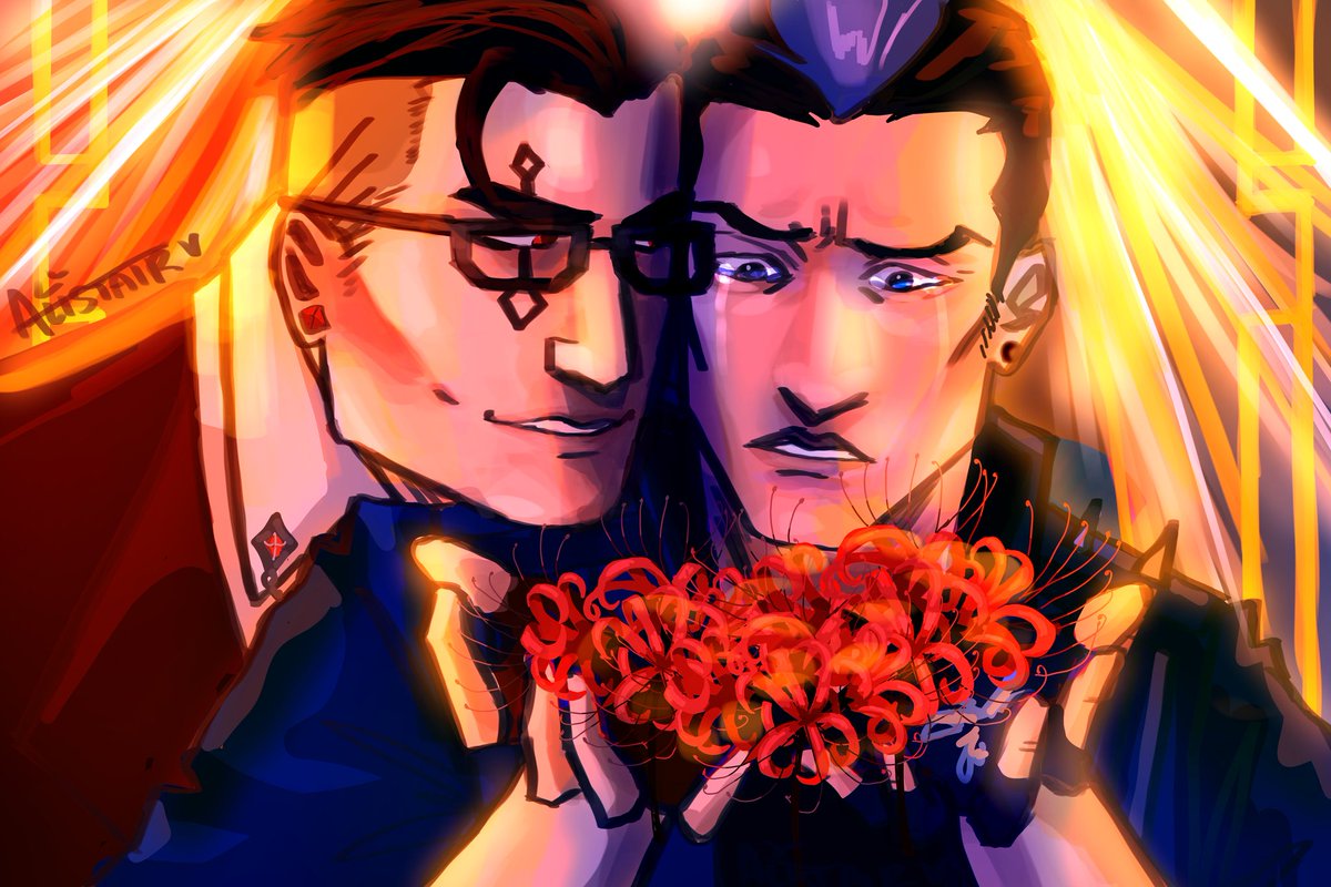 ValenAlistair's tweet photo. Deadeye buys Yoru spider lillies and he can't handle getting a gift ❤ #deadeye #yoru #yomber #deadrift #valorant #fanart https://t.co/aLLc3J6wGq