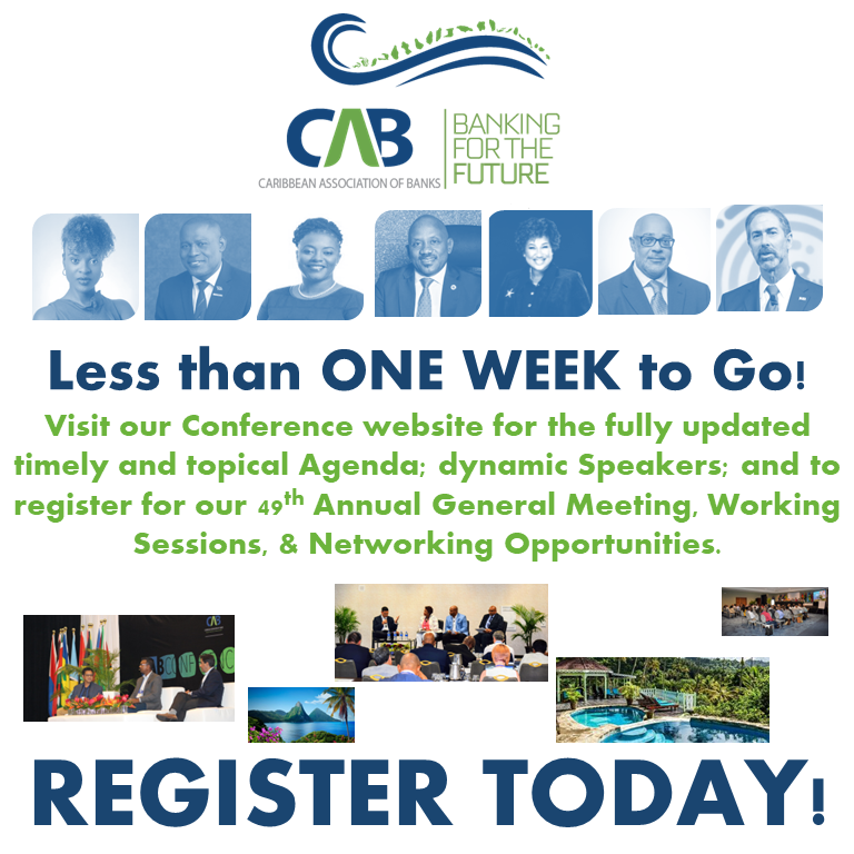CABAssoc's tweet photo. #CABConference is NEXT WEEK in Saint Lucia!
Subject matter experts from regional and international bodies will speak on Supply Chain Resilience, Sanctions, ESG, Trade Finance, Technology & Payments, South-South Co-operation, and De-Risking.
LEARN MORE: https://t.co/UHdEtllOmZ https://t.co/x1SWHMvQhe