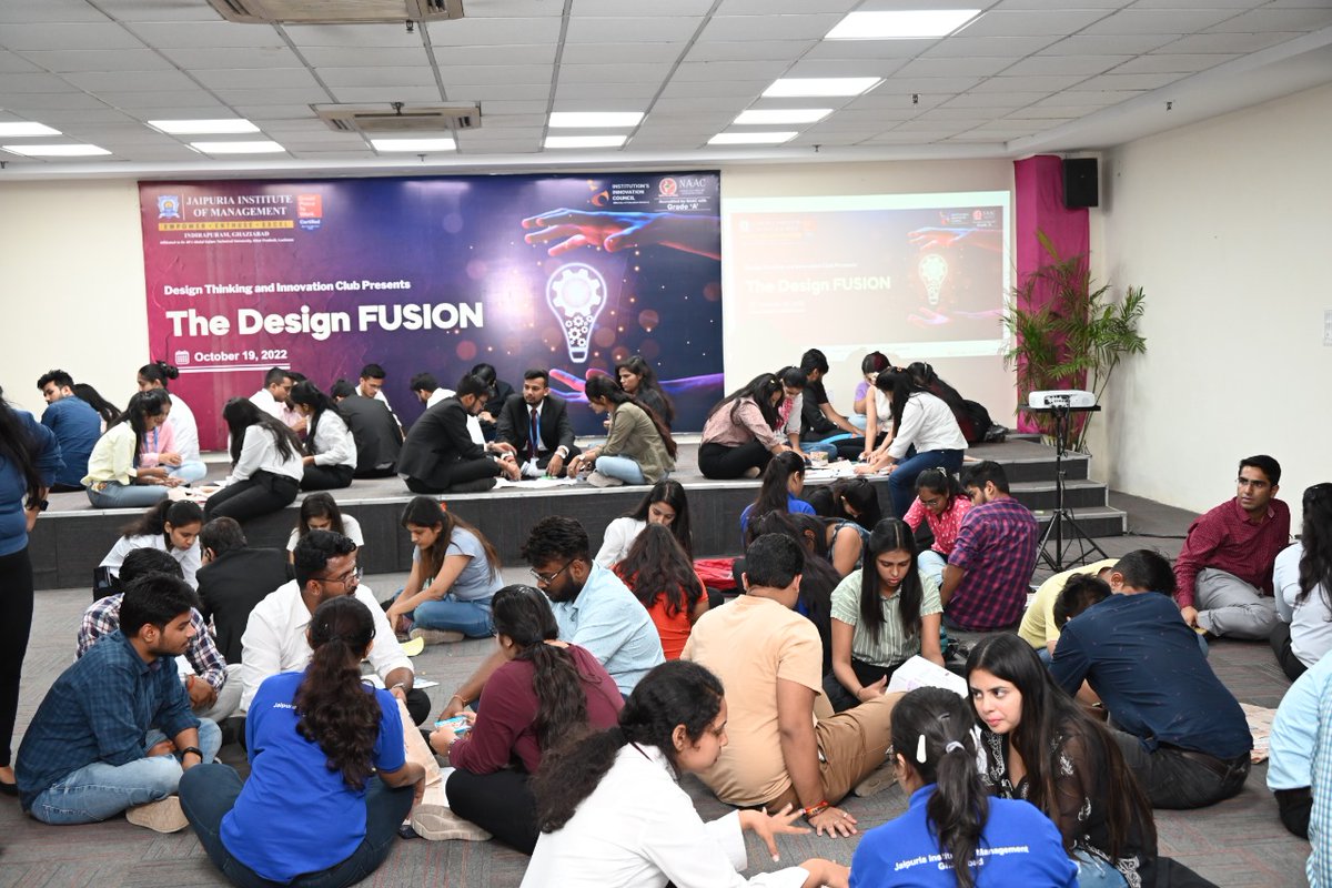 JaipuriaMBA's tweet photo. #DesignThinking and #Innovation Club of #JaipuriaInstituteofManagement, Ghaziabad, organised The #DesignFUSION workshop for MBA students of the 2022-24 Batch on 19th October.

#JIM #JIMGhaziabad #Workshop #InnovationClub  #JaipuriaGhaziabad #JaipuriaMBA #Indirapuram #Ghaziabad https://t.co/PFghRpGlke