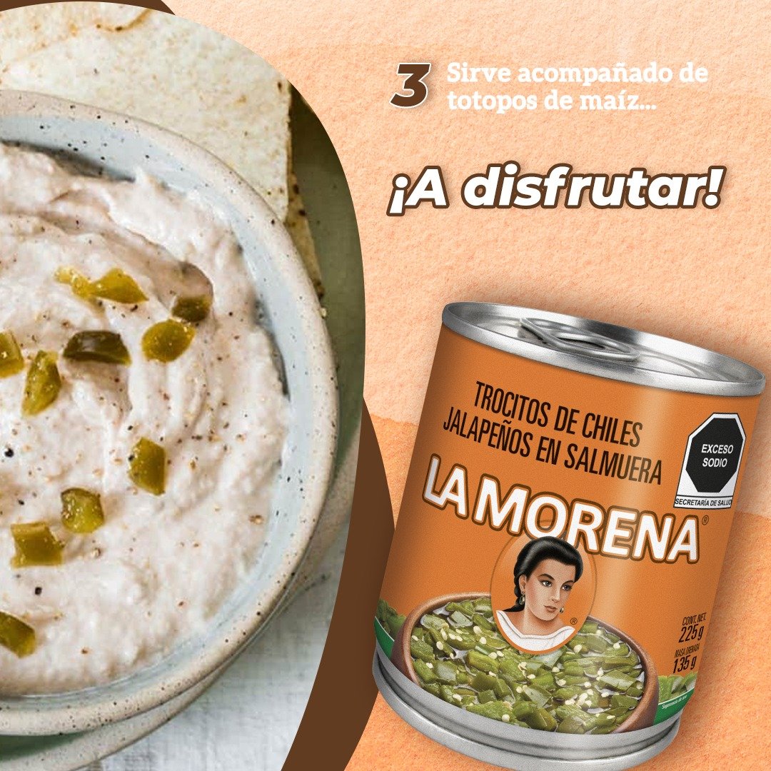<a href="/LaMorena_Mx/">LA MORENA® 🇲🇽</a> nos comparte una receta fácil y práctica, un Dip de Atún con Trocitos de Chiles Jalapeños en Salmuera.
Sólo necesitarás...
2 latas de atún (320 grs)
Queso crema (220 grs)
1 lata de Trocitos de Chiles Jalapeños en Salmuera
Sal, pimienta y limón