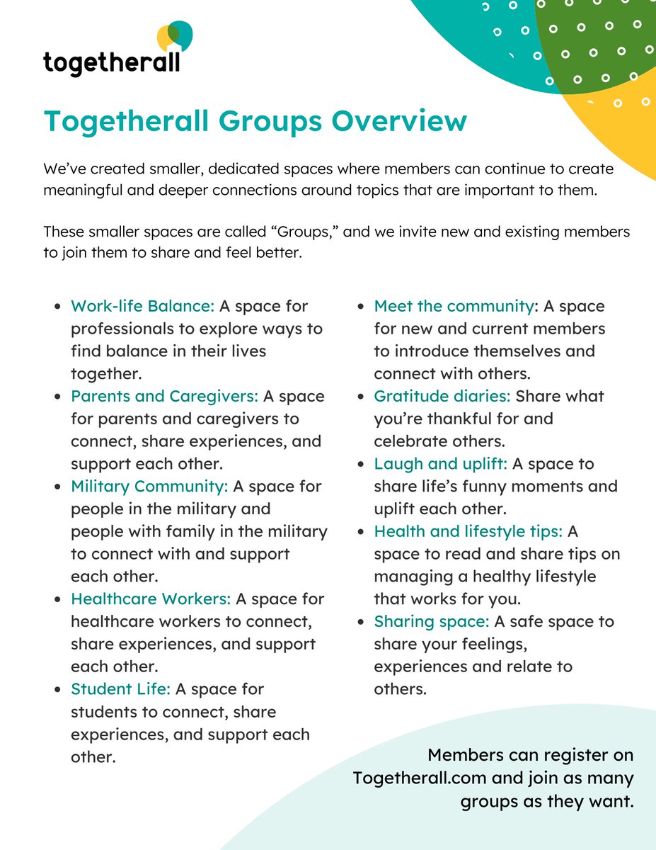 Did you know that @togetherall have created smaller spaces for members to connect with likeminded people. Our staff @NewcastleHosps wear many hats - luckily you can join as many groups as you like! To register for FREE visit togetherall.com/joinnow/newcas…