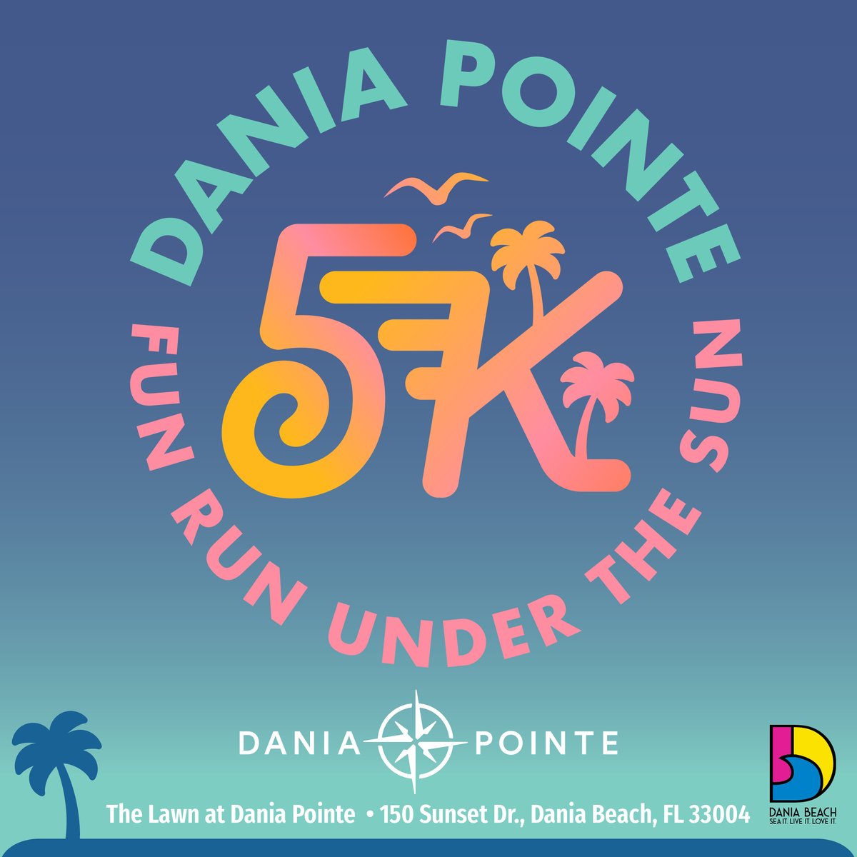 Join us at the Dania Pointe 5K Fun Run Under the Sun. Sunday, Oct 30 at 8AM at The Lawn at Dania Pointe, 150 Sunset Drive & Race to the finish line!
This unique 5K course will take you on a tour of Dania Beach.

Register @ daniapointe.com/5k

#DaniaPointe #DaniaBeach