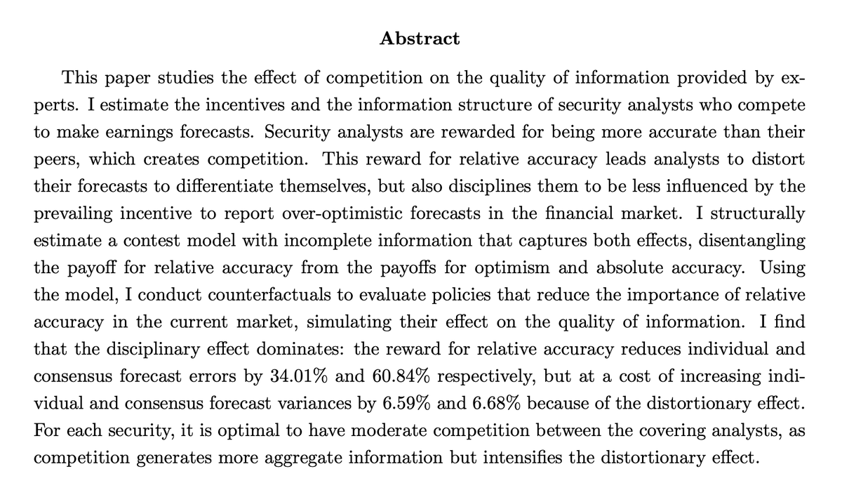 jenniferdoleac's tweet photo. Chuqing Jin

JMP: "Does Competition Improve Information Quality: Evidence From the Security Analyst Market"

Website: https://t.co/IYBzOTtf9R https://t.co/l6u8xyemZM