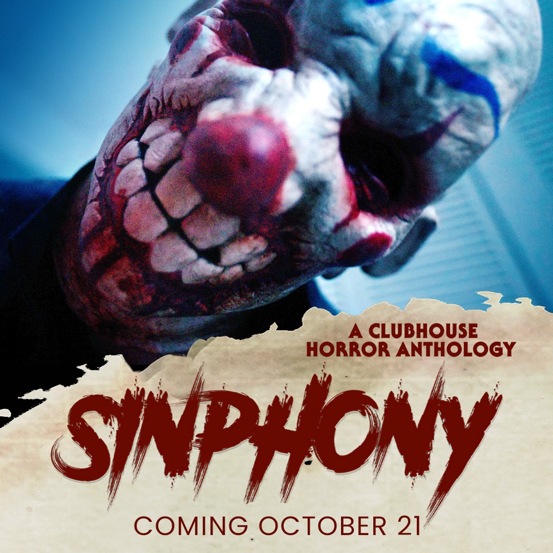 darkskyfilms's tweet photo. This Halloween, we're not clownin' around.  🎃

The @Clubhouse horror anthology @sinphony_film - directed by @kimmikillzombie @Sebbazile @Haley_Bishop @Moocuddy @JasonFilmDude @JasonRagosta @markapritchard #WesDriver #MichaelGalvan comes to digital TOMORROW! https://t.co/kIqvT1Z6Os