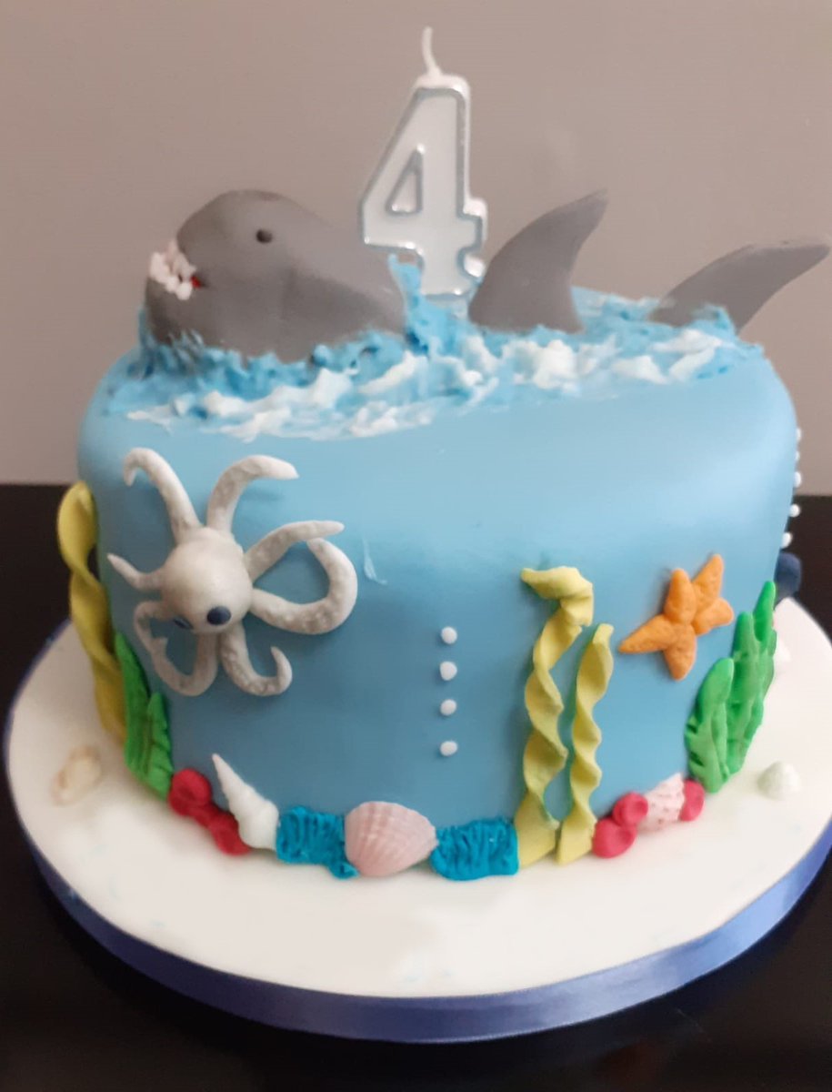 This incredible cake was made by Ann at Chesterton Cakes for a special birthday boy who wanted an underwater and shark themed cake.