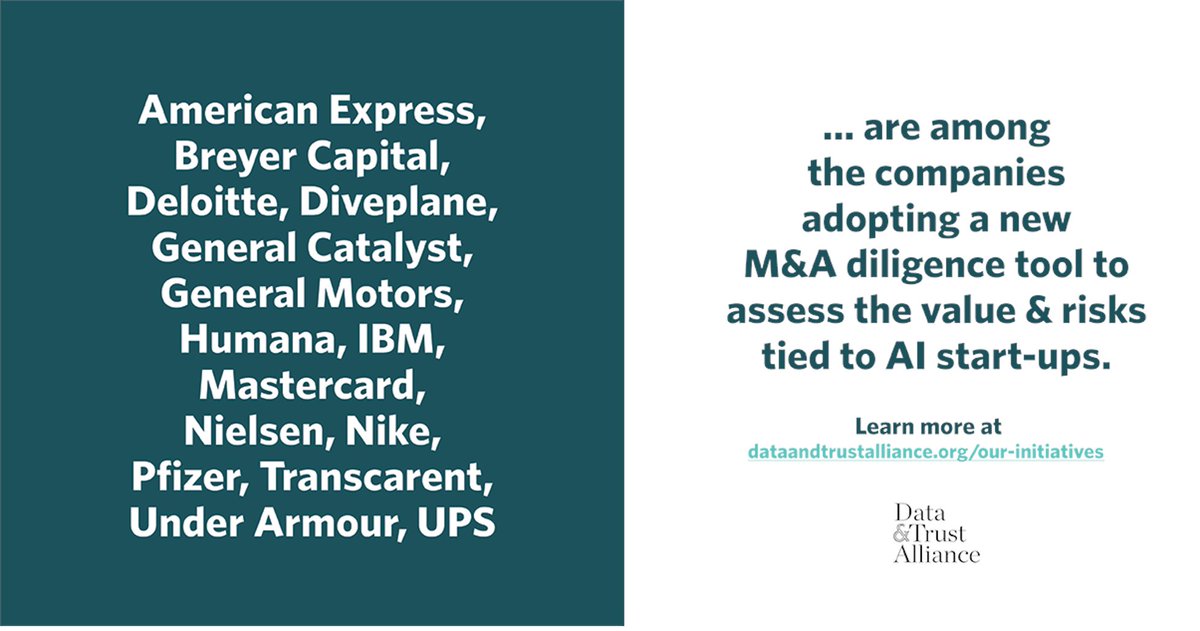 CredoAI's tweet photo. Credo AI is thrilled to partner with @theDTAlliance to provide expertise around AI governance and risk management, as the consortium moves to establish new cross-industry criteria for M&A due diligence for AI businesses. Learn more: https://t.co/x5w8BdHYCU
#DataTrustAlliance https://t.co/GnwDRWbRug