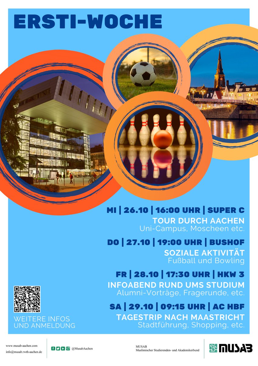 MusabAachen's tweet photo. ERSTI-WOCHE🎓

Alle Erstis sind herzlich eingeladen!

Alle Infos und Anmeldelink👇
https://t.co/qJJuEE4AK2

#musab #musabaachen https://t.co/eUp0P1eeHu