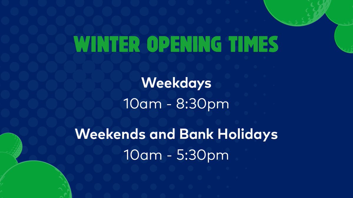 New opening times ❄️ Please note: last balls are 30 minutes before closing.