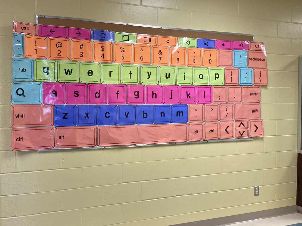 Our giant Chromebook keyboard is a big hit. Kids are jumping to tap out their names. Think we’ll make a second one for Chromebook twister on the floor. @HTE_K4 @NLESDCA @