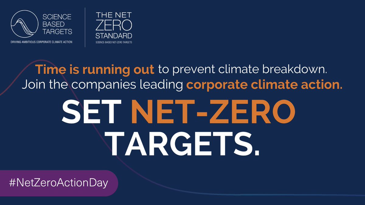 1️⃣ year ago, <a href="/sciencetargets/">Science Based Targets initiative</a> launched the #NetZeroStandard, the world’s first framework for corporate net-zero target setting 🎯.
 
🌎 On #NetZeroActionDay, we’re calling on companies across the globe to commit to the most ambitious decarbonization. 👉 bit.ly/3S1Yool