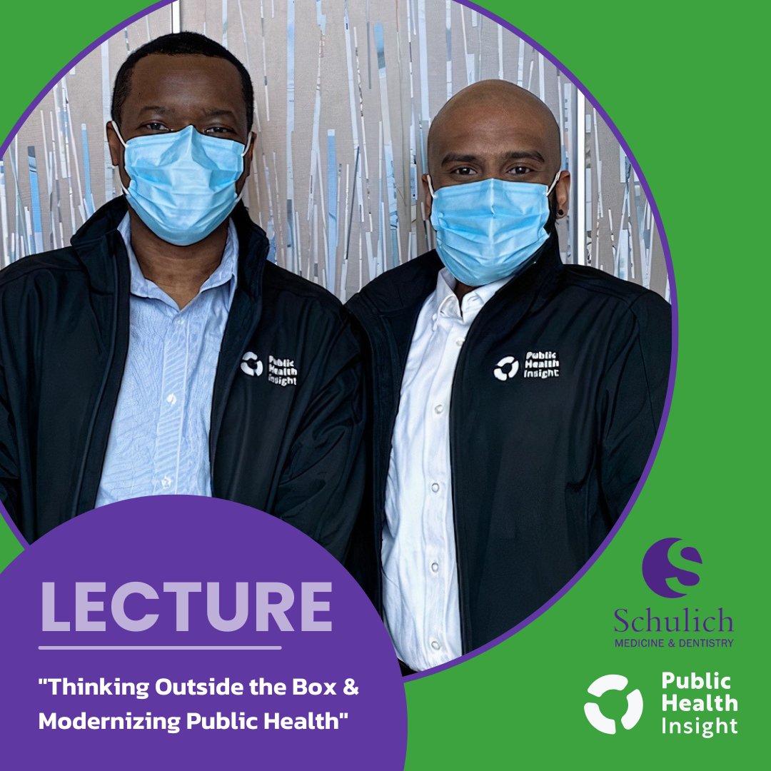 In March 2022, Public Health Insight Co-Founders <a href="/gzthane/">Gordon Thane</a> and <a href="/leshawnbenedict/">Leshawn Benedict</a> gave a lecture to the <a href="/SchulichMedDent/">Schulich WesternU</a> MPH Program.

The lecture focused on the creation of <a href="/ThePHInsight/">Public Health Insight</a>, entrepreneurship in #publichealth, and key skills to build as public health professionals.