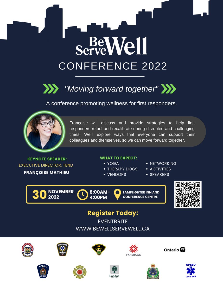 Register now for the 4th Annual Be Well Serve Well Conference! This in-person event will be held on Wednesday, November 30, 2022 in #LdnOnt. The conference highlights the importance of addressing mental health and wellness for first responders. Learn more: bit.ly/3SkH1OR