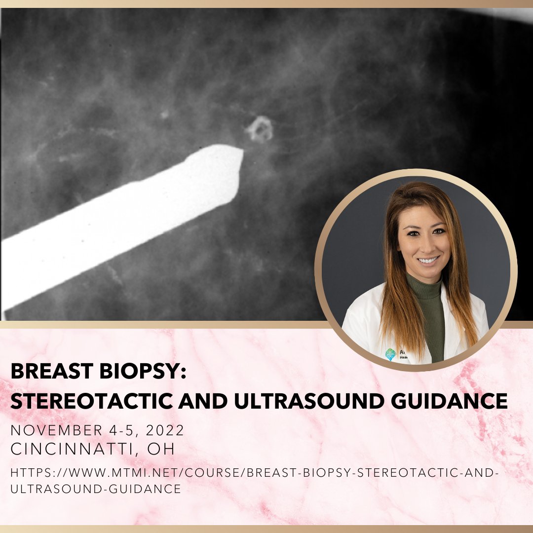 Dr. Alisa Sumkin will be teaching ‘Breast Biopsy: Stereotactic and Ultrasound Guidance’ on November 4-5, 2022 in Cincinnati.

To learn more and register:  l8r.it/FIBw

@alisasumkin @AHNRadRes @AHNToday #AHNImaging @MTMInstitute #BreastImaging #BreastBiopsy
