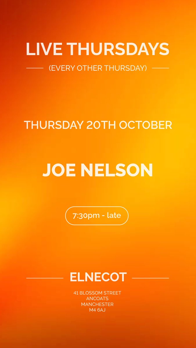 It’s that time of the week again; Live Thursdays! Today we have the wonderful Joe Nelson playing from 7:30pm 🎶🎸Come and get your Trussonomic tonics for Liz’s leaving do!

#elnecotmcr