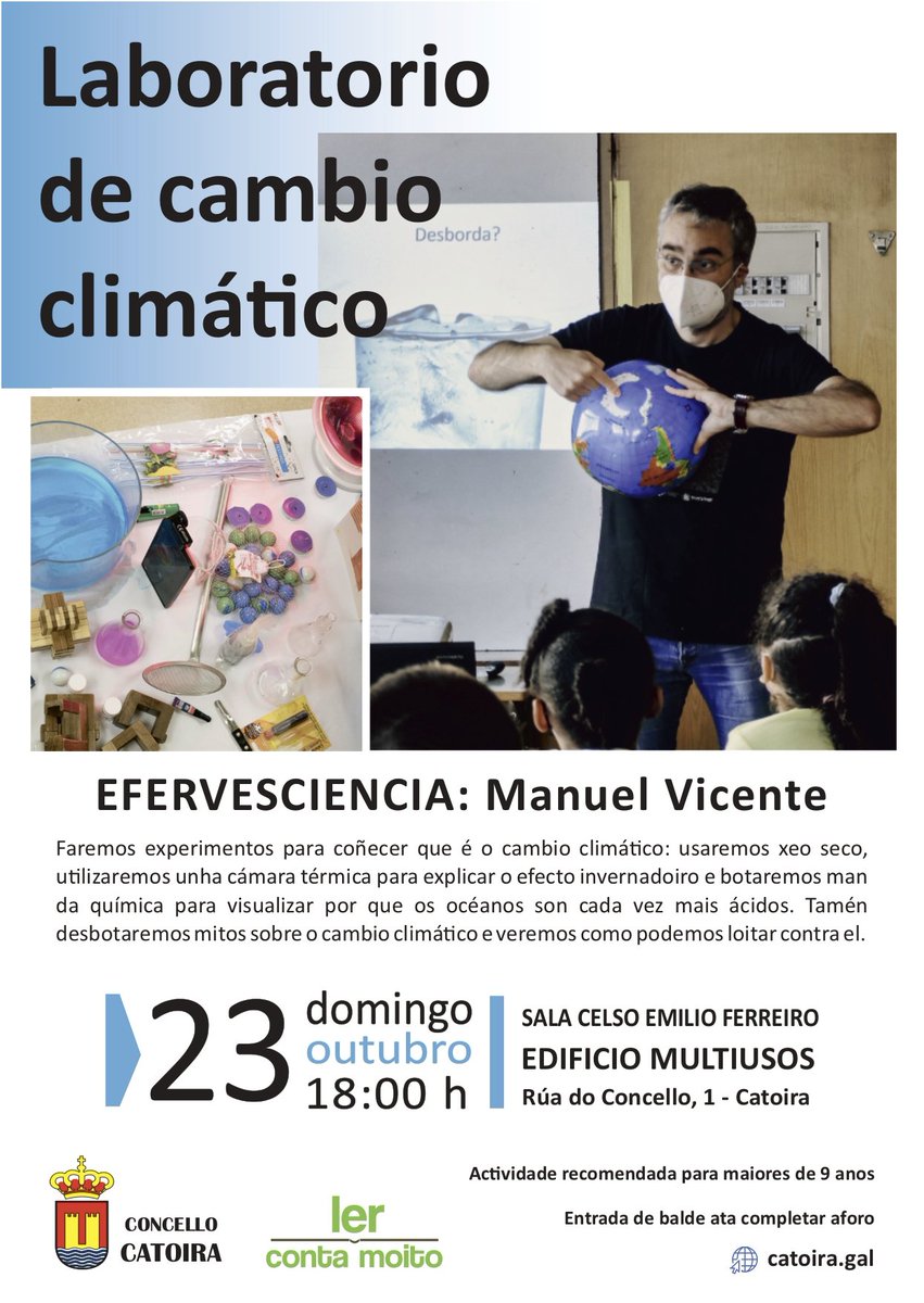 efervesciencia's tweet photo. Este domingo montamos un obradoiro de cambio climático na biblioteca municipal de Catoira #lercontamoito para a rapazada a partir dos 9 anos https://t.co/A1U27gCw1I
