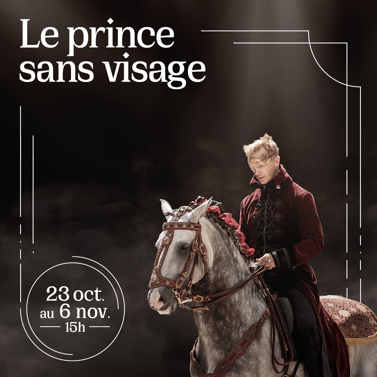 's tweet image. Venez découvrir le #spectacle "Le prince sans visage" au #HarasduPin 🎭

Dans un décor rappelant #Halloween, les artistes vêtus de magnifiques costumes feront une démonstration de tout leur savoir-faire 🐎

Pour en savoir plus 👉bit.ly/3S3rPpm