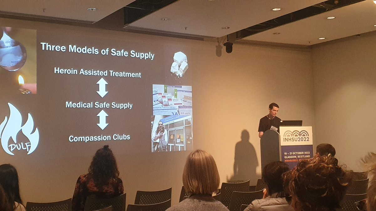 INHSU board member <a href="/matthew__bonn/">MB</a> discussing the various models of #safesupply. Keep an eye out for tomorrow's daily news for key takeaways from this session and others from today. #INHSU2022