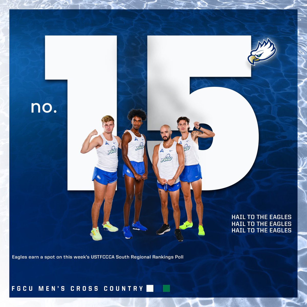 FGCU_XC's tweet photo. It’s only 🆙 from here !
Men’s cross country earn a spot on this week’s USTFCCCA South Regional Poll 🎊

#WingsUp 🤙🦅🏃🏼🏃🏽‍♂️ https://t.co/AEQF1ZiTLB