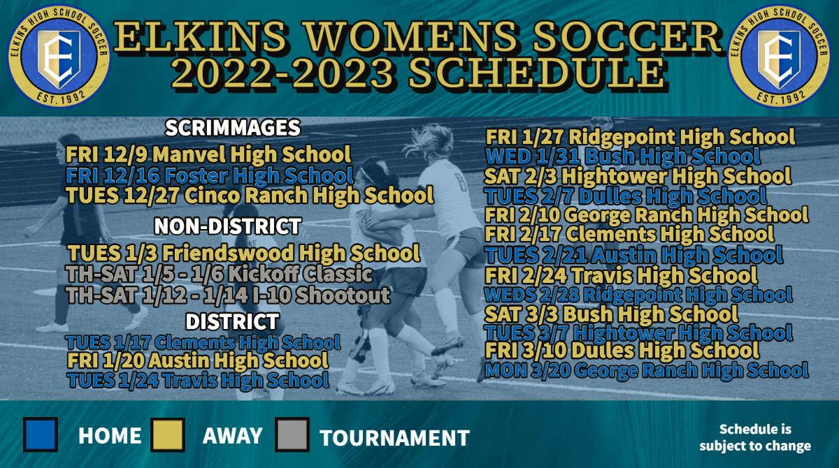 Elkins Girls Soccer on Twitter "Here is the updated schedule for this