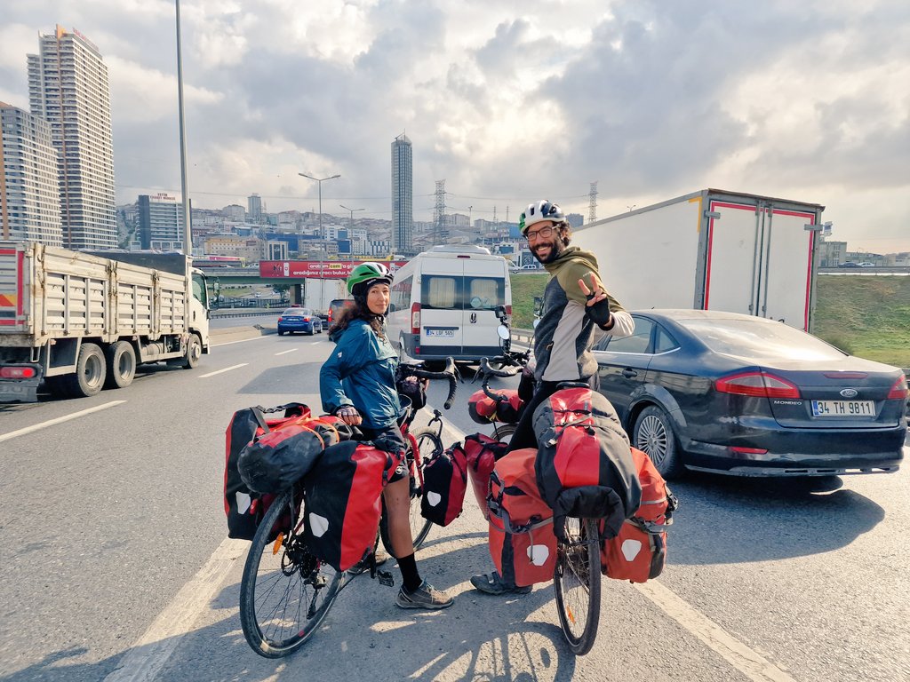 Arriving in Istanbul with crazy traffic #biketouring #westernsahara #bikepacking #turkey #istanbul