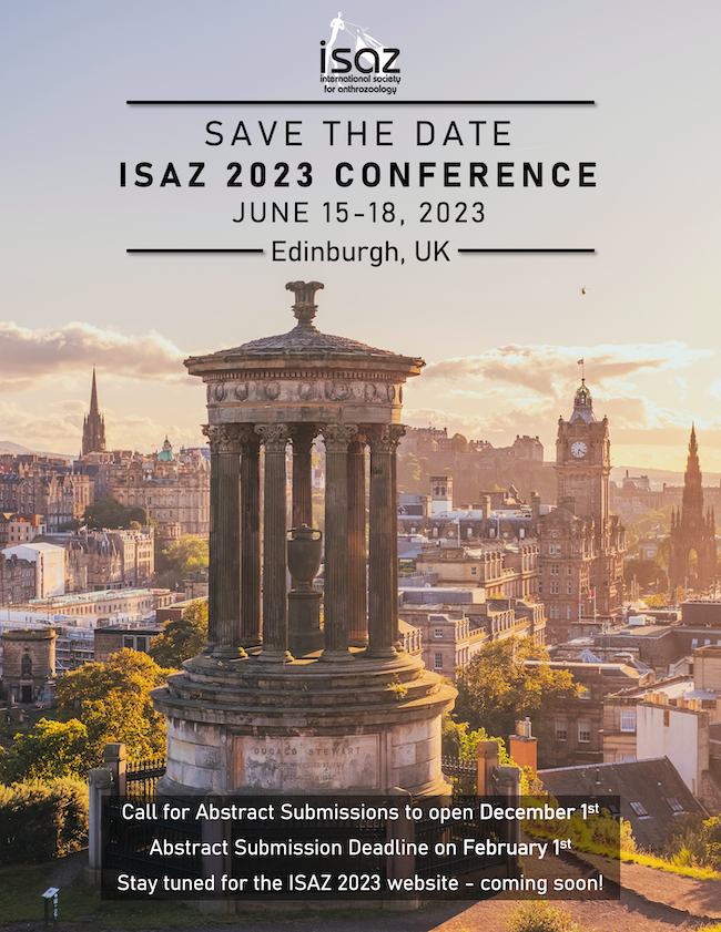 We're so excited to announce that #ISAZ2023 will be hosted in Edinburgh, Scotland on June 15-18, 2023 at <a href="/EdinburghUni/">The University of Edinburgh</a>!

Look out for more information soon, including the #ISAZ2023 website and abstract submission information.