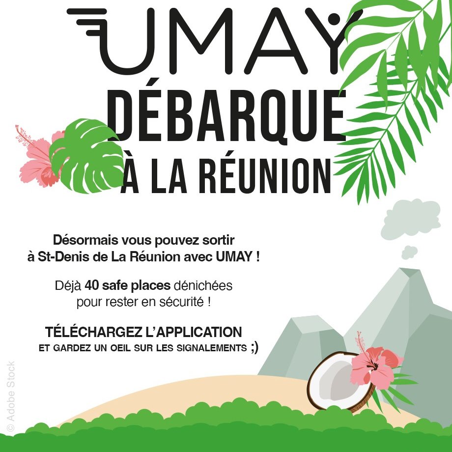 C'est officiel, UMAY débarque à la Réunion !

Nous avons actuellement lancé l'application à Saint-Denis et avons le plaisir de vous annoncer qu'une quarantaine de safe places y sont actuellement référencées !